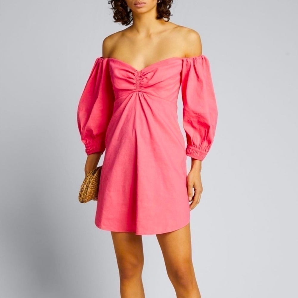 ALC Mila Off-Shoulder Linen Mini Dress Pink 2
